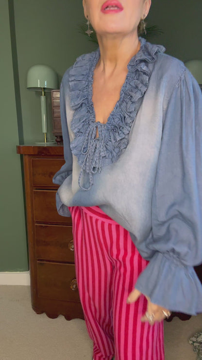 Stripe Wide Leg Trousers