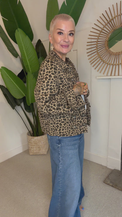 Leopard Print Military Jacket