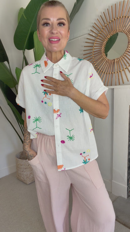 Sun & Palm Embroidered Shirt