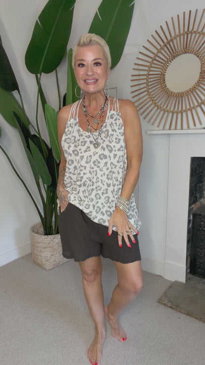 Leopard Print Plaited Top