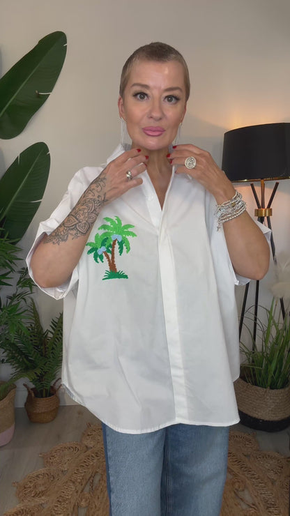 Palm & Heart Embroidered Shirt