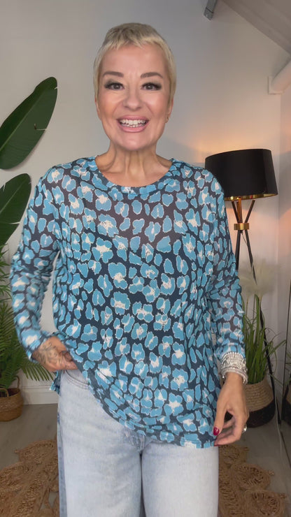 Lettie Animal Print Mesh Top