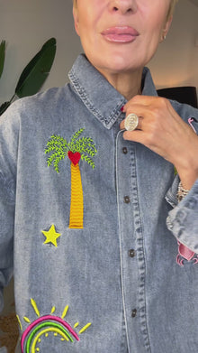 Rainbow Palms Denim Shirt