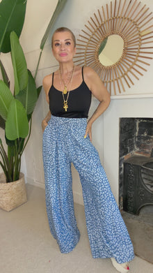 Animal Print Wide Leg Denim Trousers