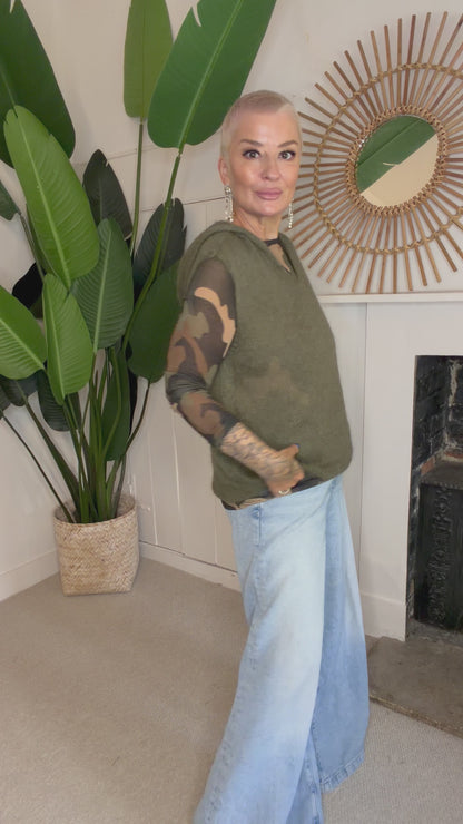 Mohair Sleeveless Hoodie