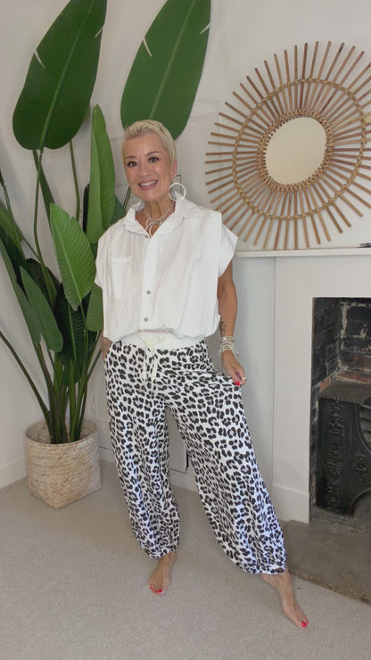 Leopard Print Button Leg Joggers