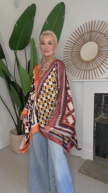 Reverse Print Poncho Top