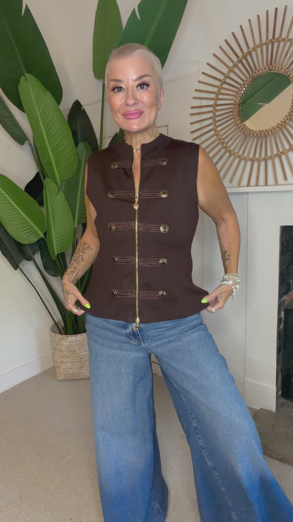 Romy Military Knit Waistcoat