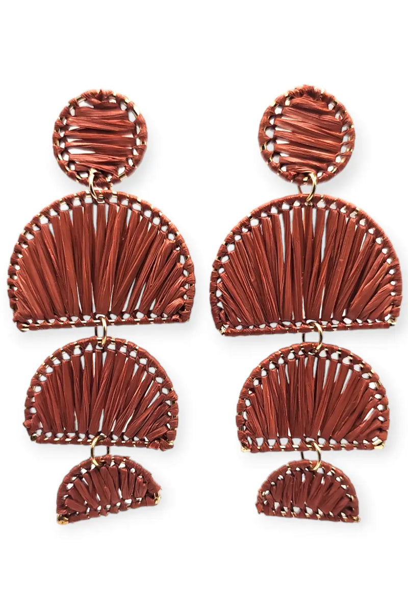 Narratives The Line Rust Raffia Triple Sunrise Drop Earrings