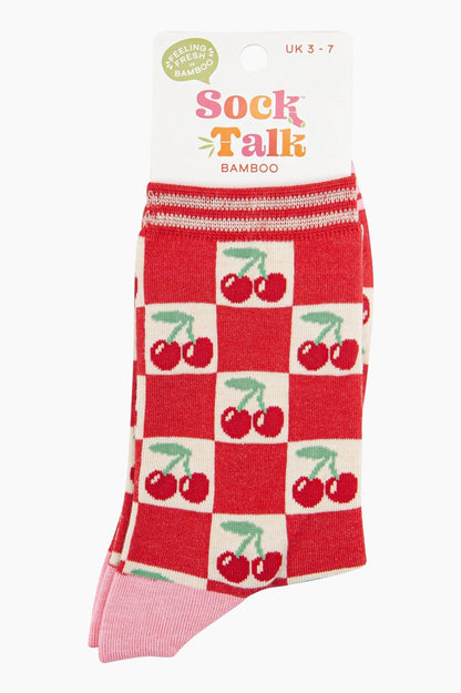 Bamboo Socks - Cherry Squares