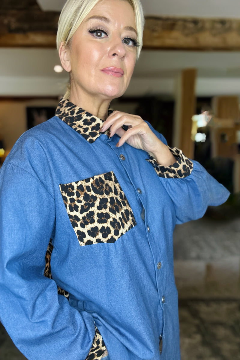 Leopard Denim Shirt