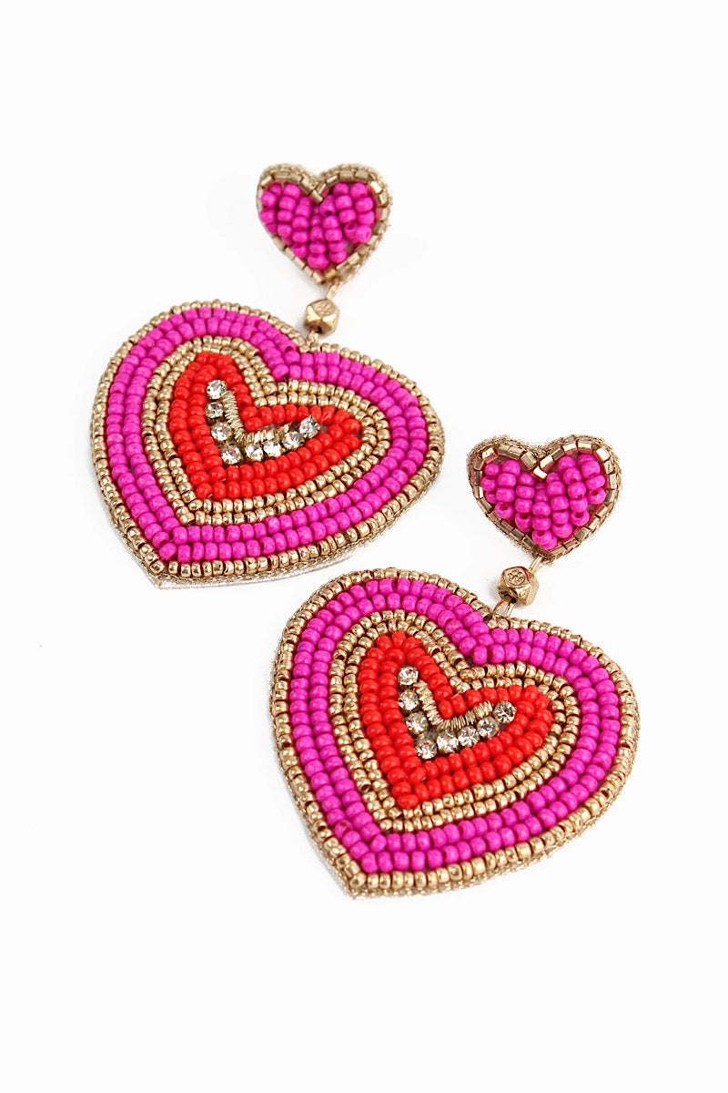 My Doris Pink Ripple Heart Earrings