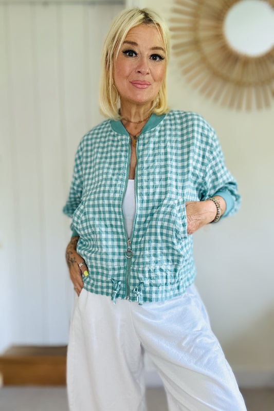 Gina Gingham Bomber Jacket