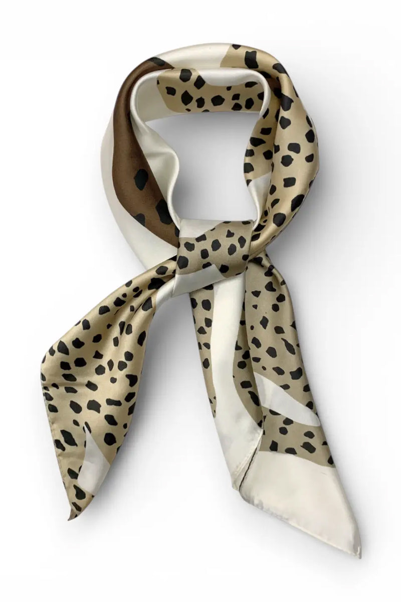 Cheetah Square Silk Touch Scarf - Stone