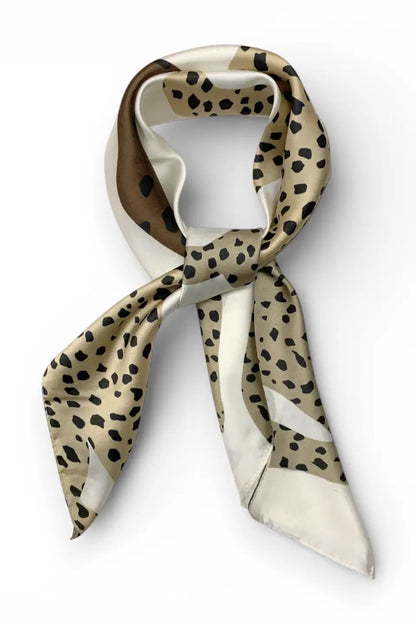 Cheetah Square Silk Touch Scarf - Stone