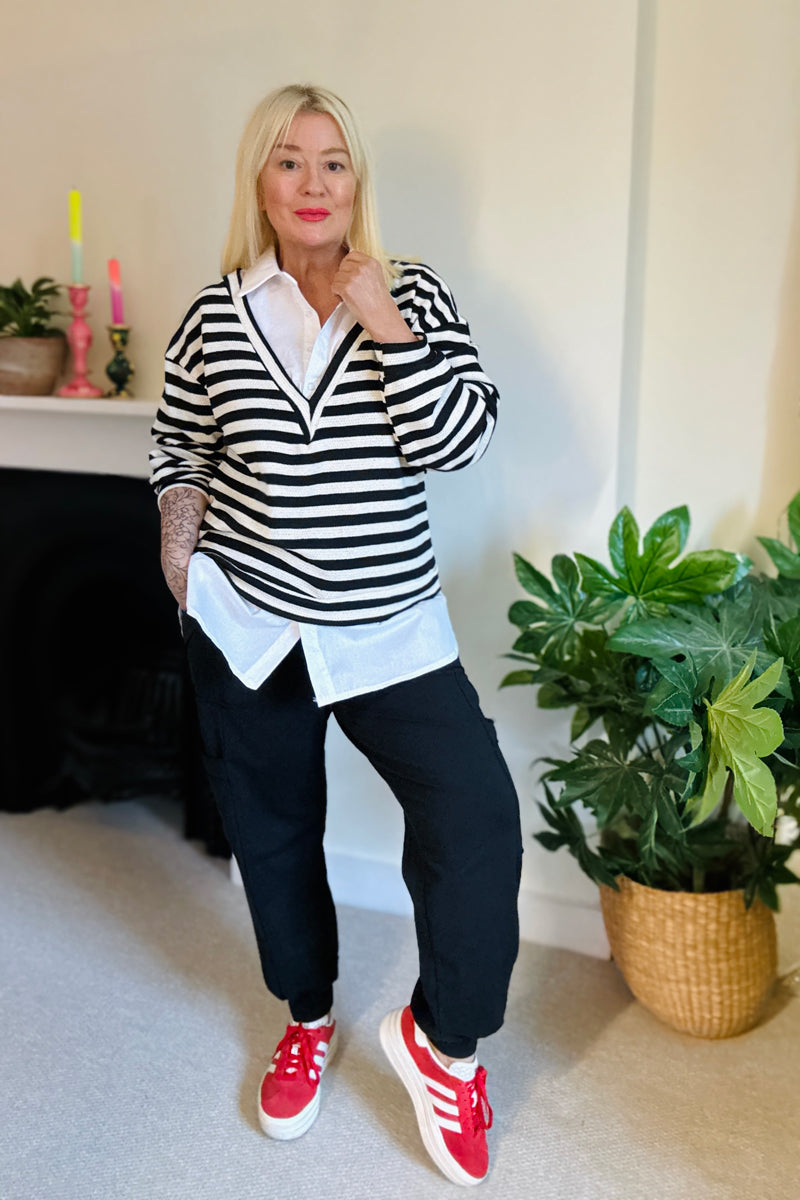 Effie Stripe Knitted Jumper & Shirt