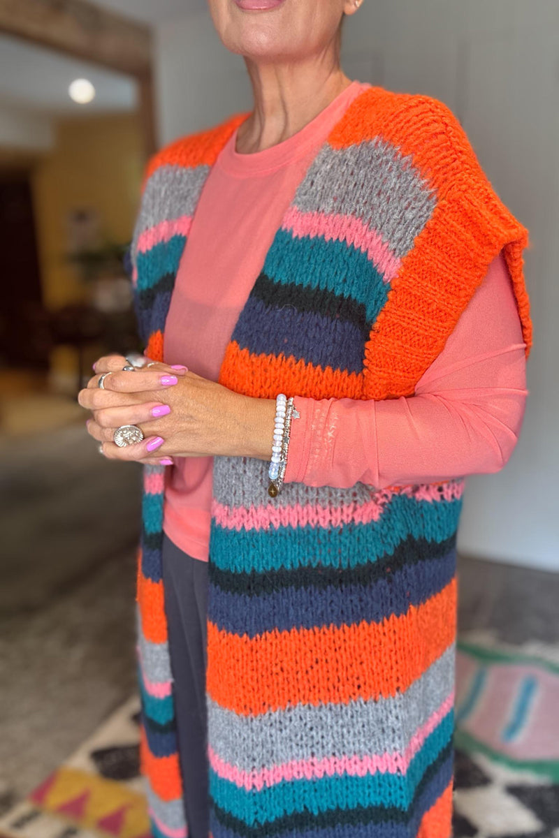 Jennie Longline Striped Cardigan