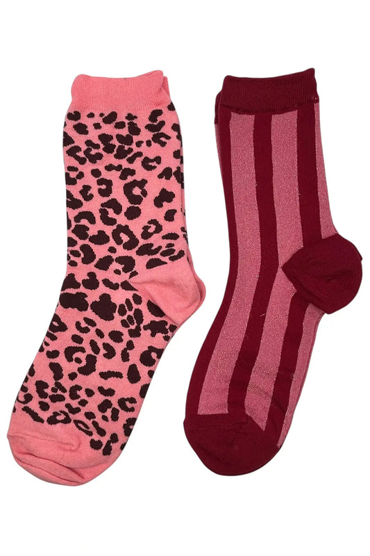 Sixton London Socks Box Duo - Pink & Red