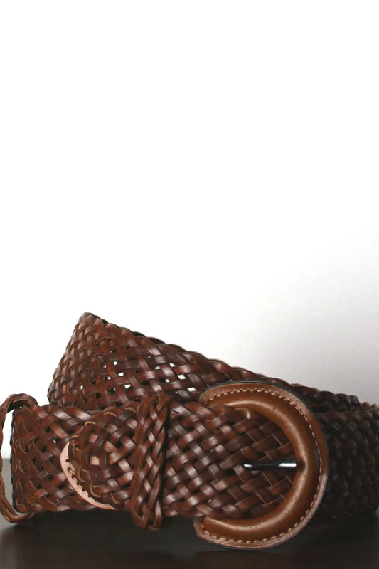 tan leather plaited belt 