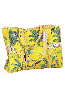 Yellow Jungle Quilted Cotton Tote Bag