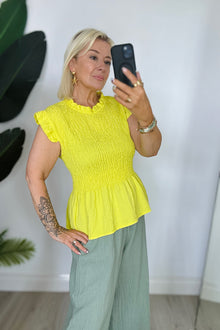 Roxy Shirred Short Sleeve Top